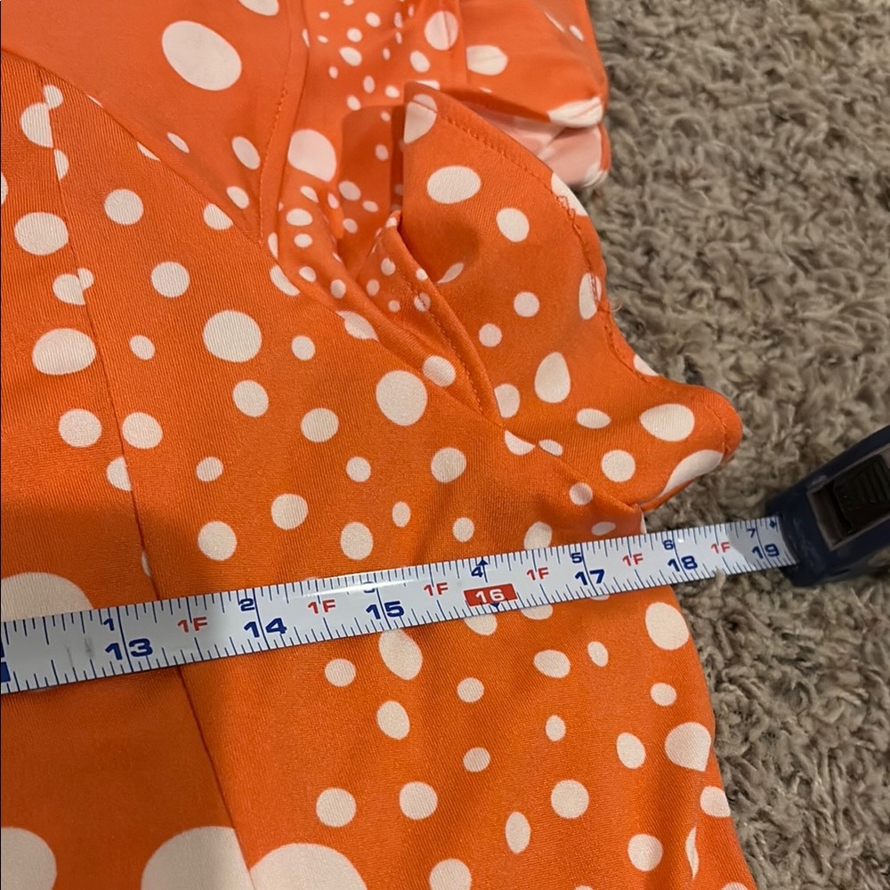 NWT Perceptions Coral and White Polka Dot Midi Dress - Picture 9 of 11